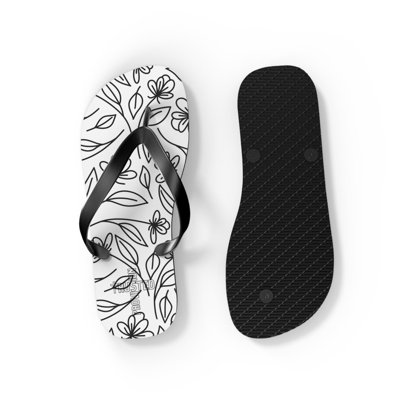 Trusted Provision- Flip Flops (black flowers)