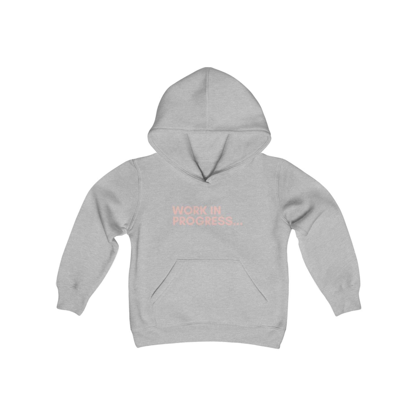 Work in Progress...- Youth Hoodie (rose letters)