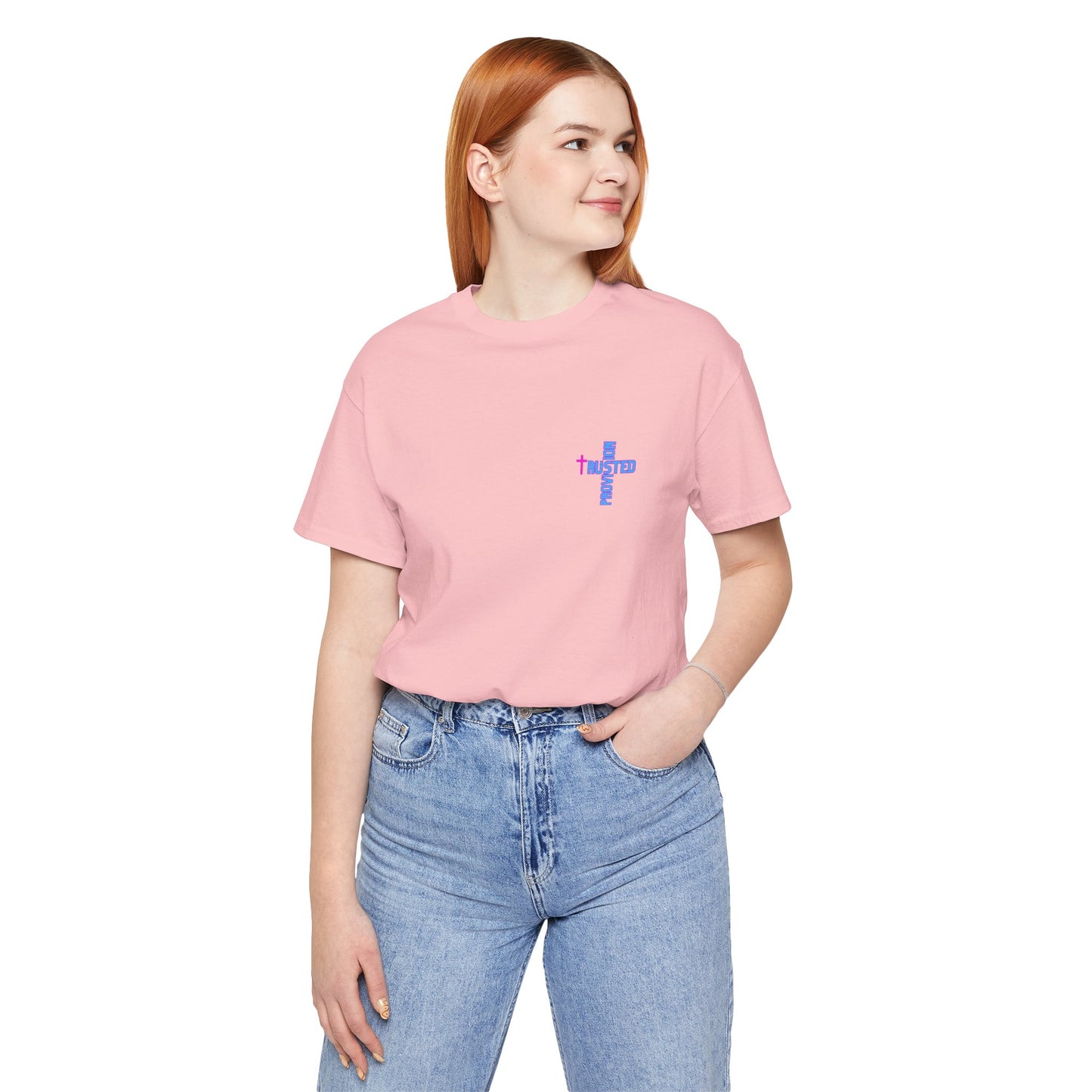 Trusted Provision- Unisex T-shirt (pink/blue logo)