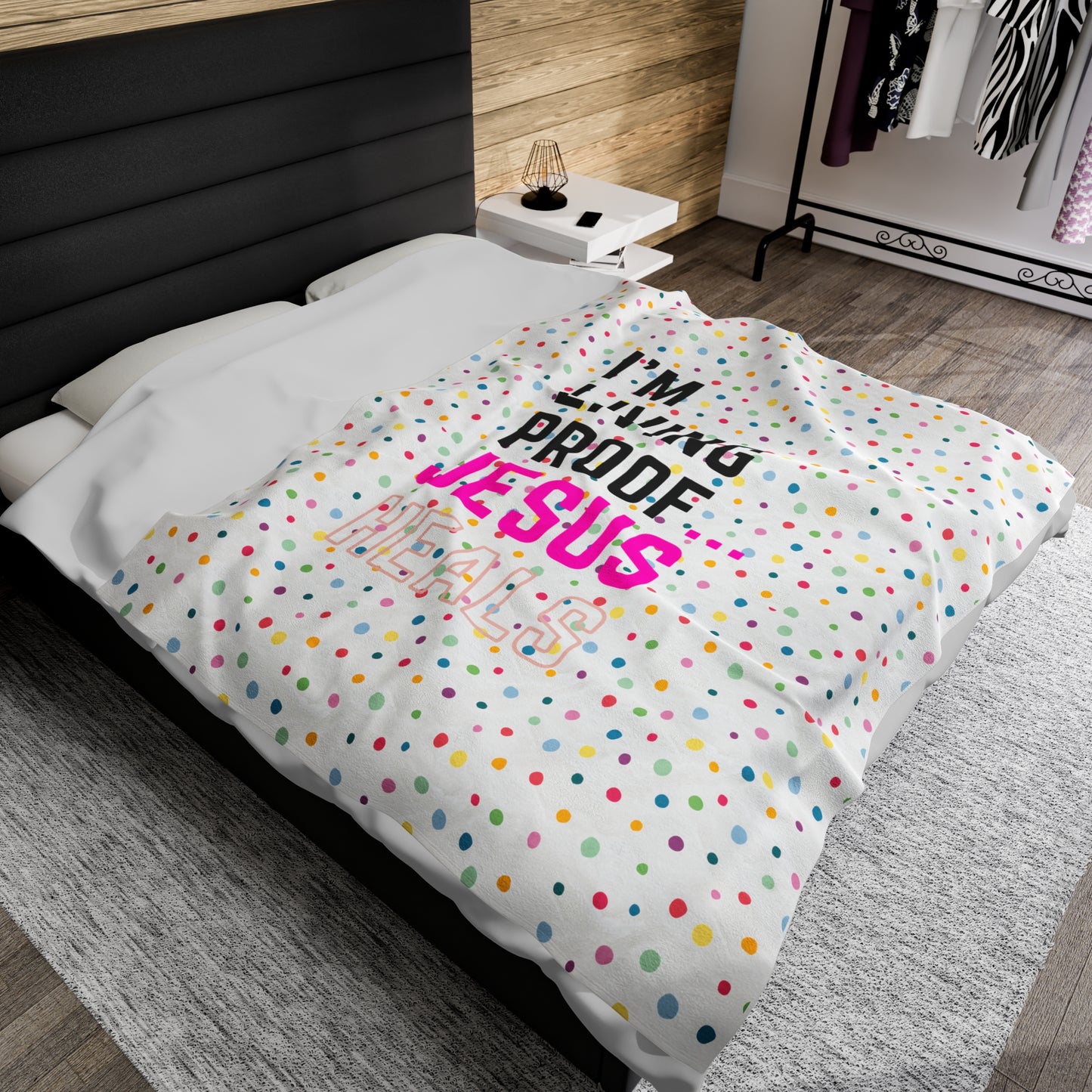 I am living proof...Jesus Heals- Plush Blanket (white)