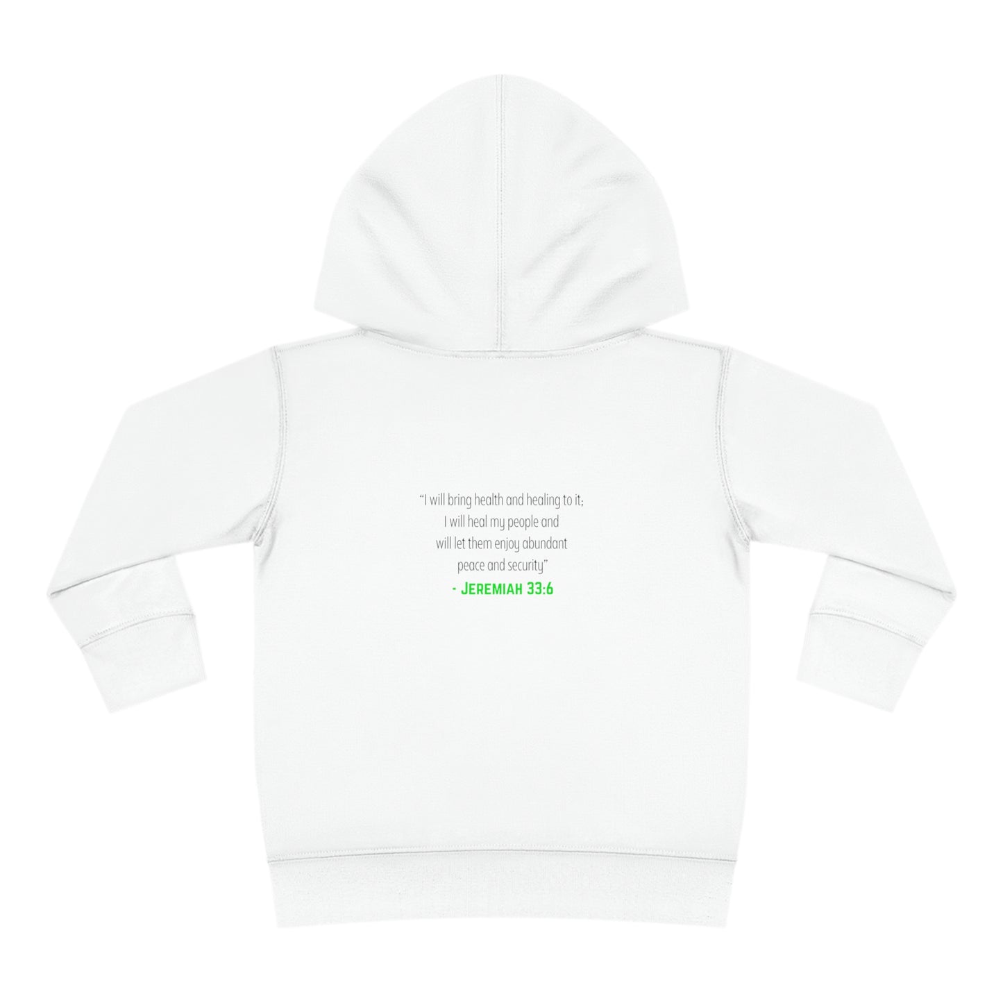I'm living proof...Jesus Heals- Toddler Pullover Hoodie (neon letters)
