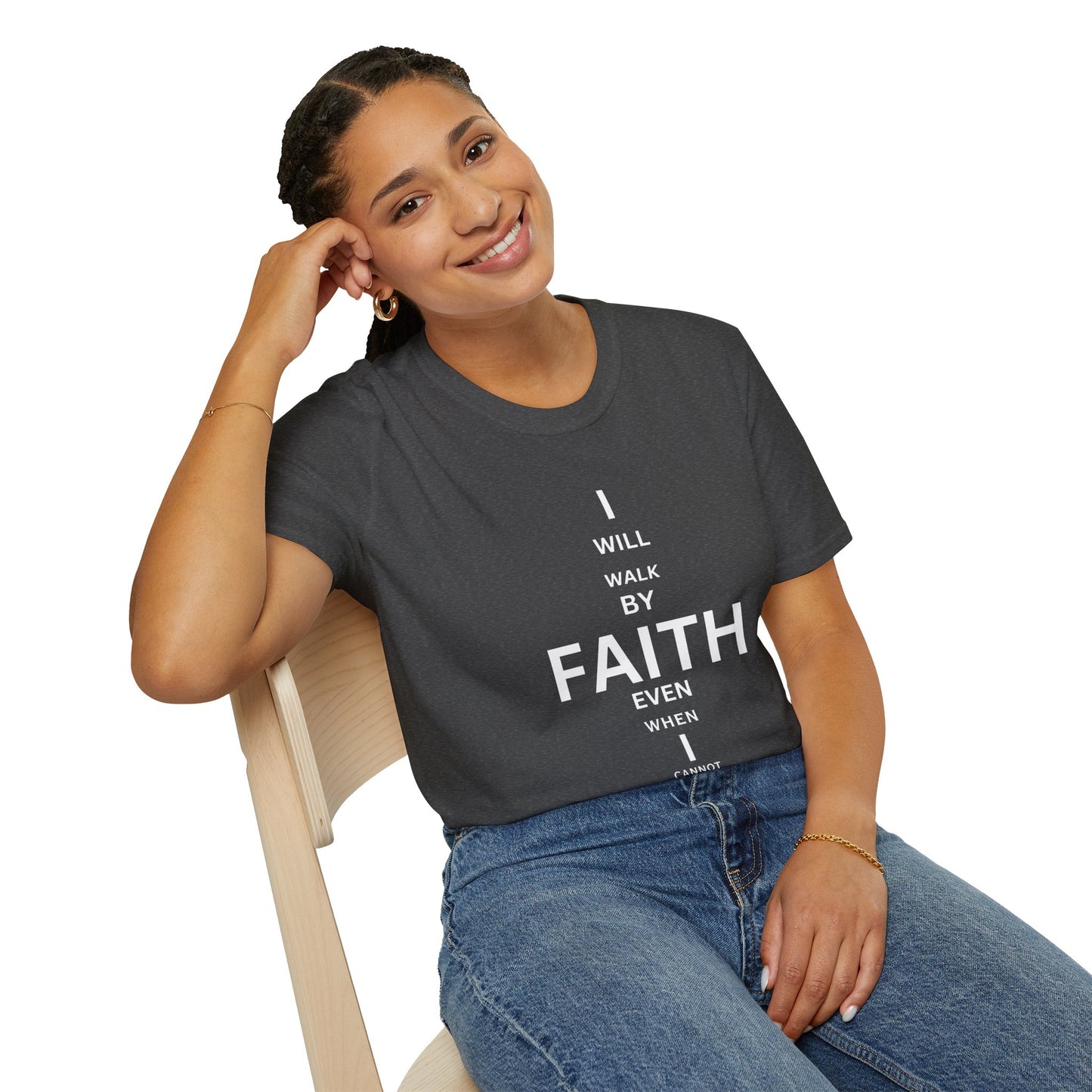 I will walk by FAITH- Unisex Softstyle T-Shirt