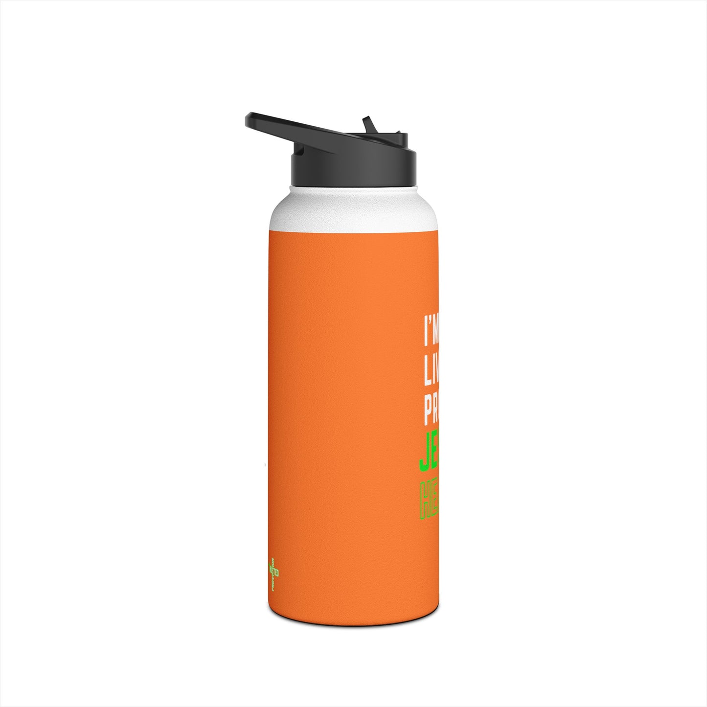 I'm living proof...Jesus Heals- 32 oz Stainless Steel Bottle (orange)
