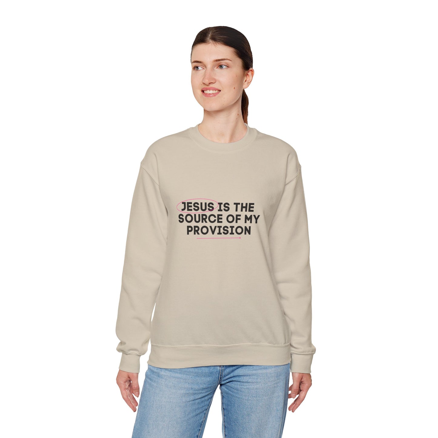 Christian Sweatshirt Jesus is the Source of my Provision Unisex Crewneck