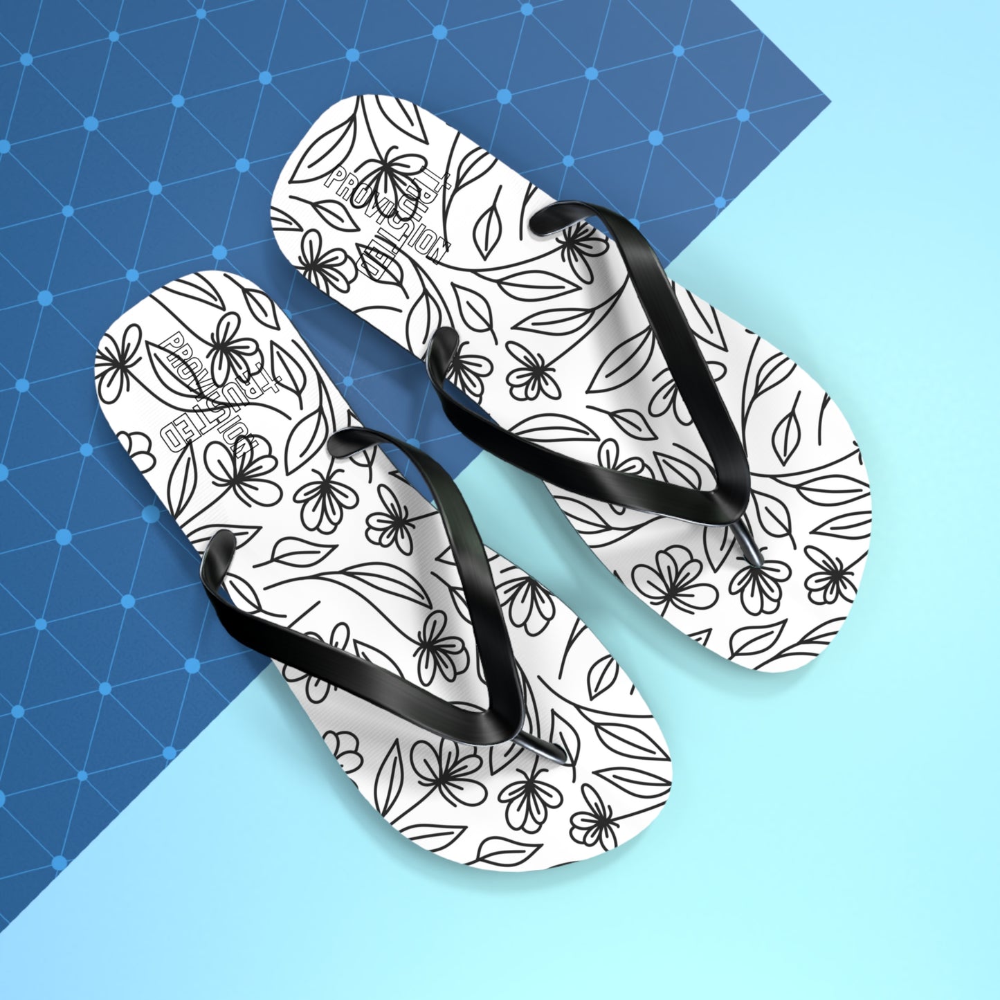 Trusted Provision- Flip Flops (black flowers)