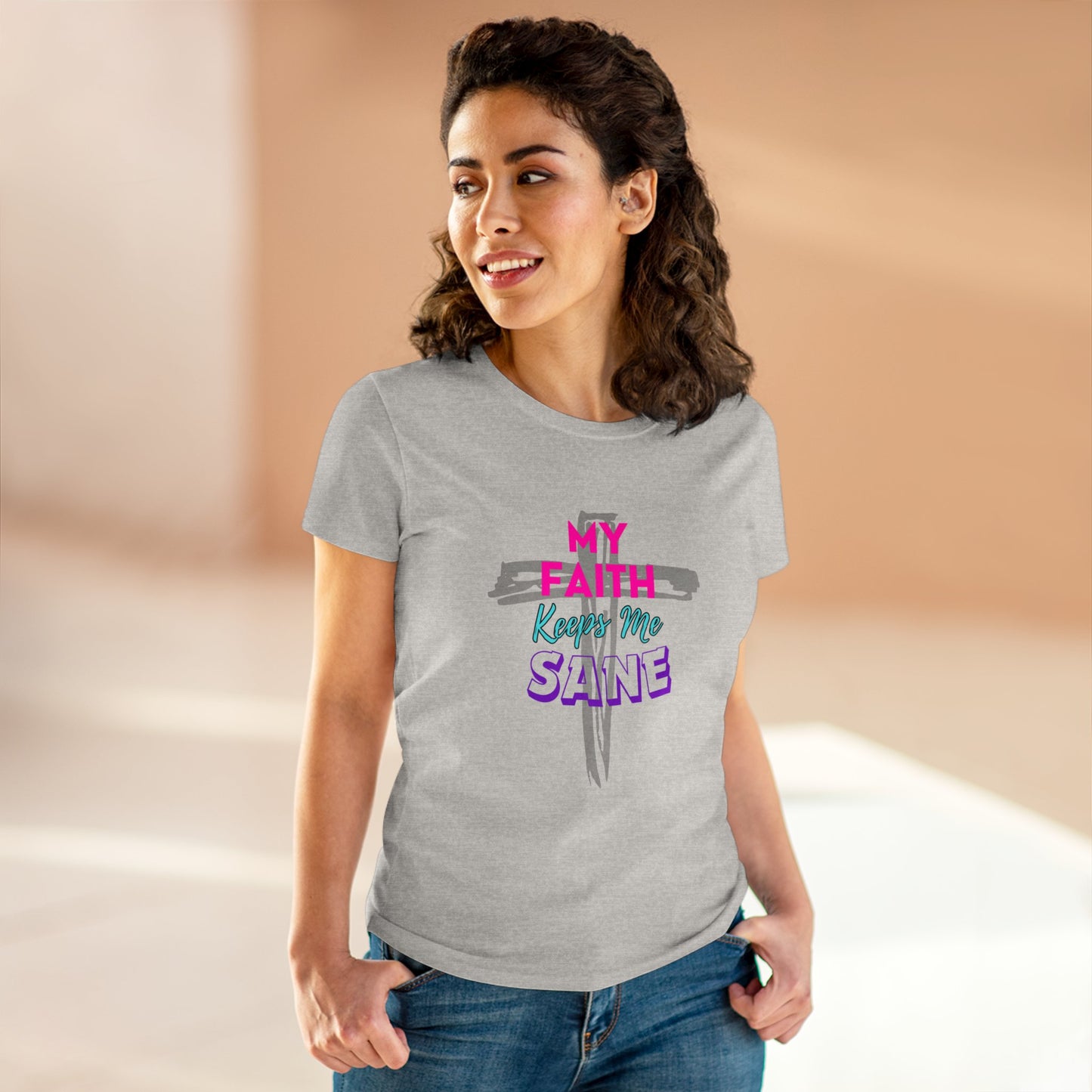 My Faith Keeps Me Sane-Women's Midweight Cotton Tee