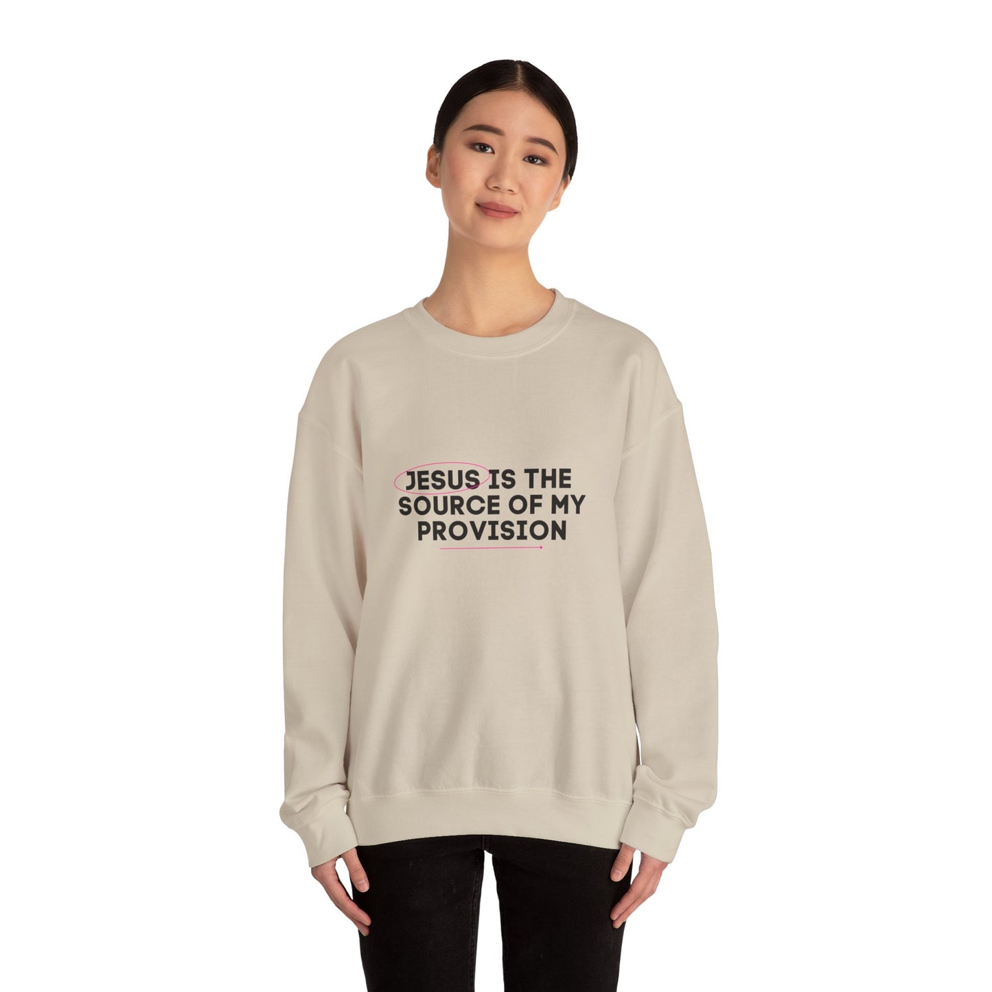 Christian Sweatshirt Jesus is the Source of my Provision Unisex Crewneck