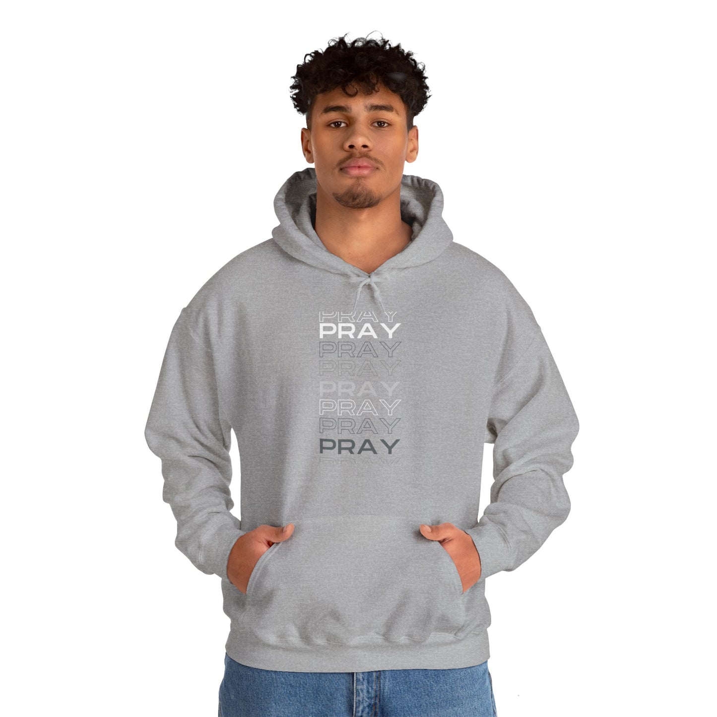 Pray- Unisex Hoodie (white & gray letters)