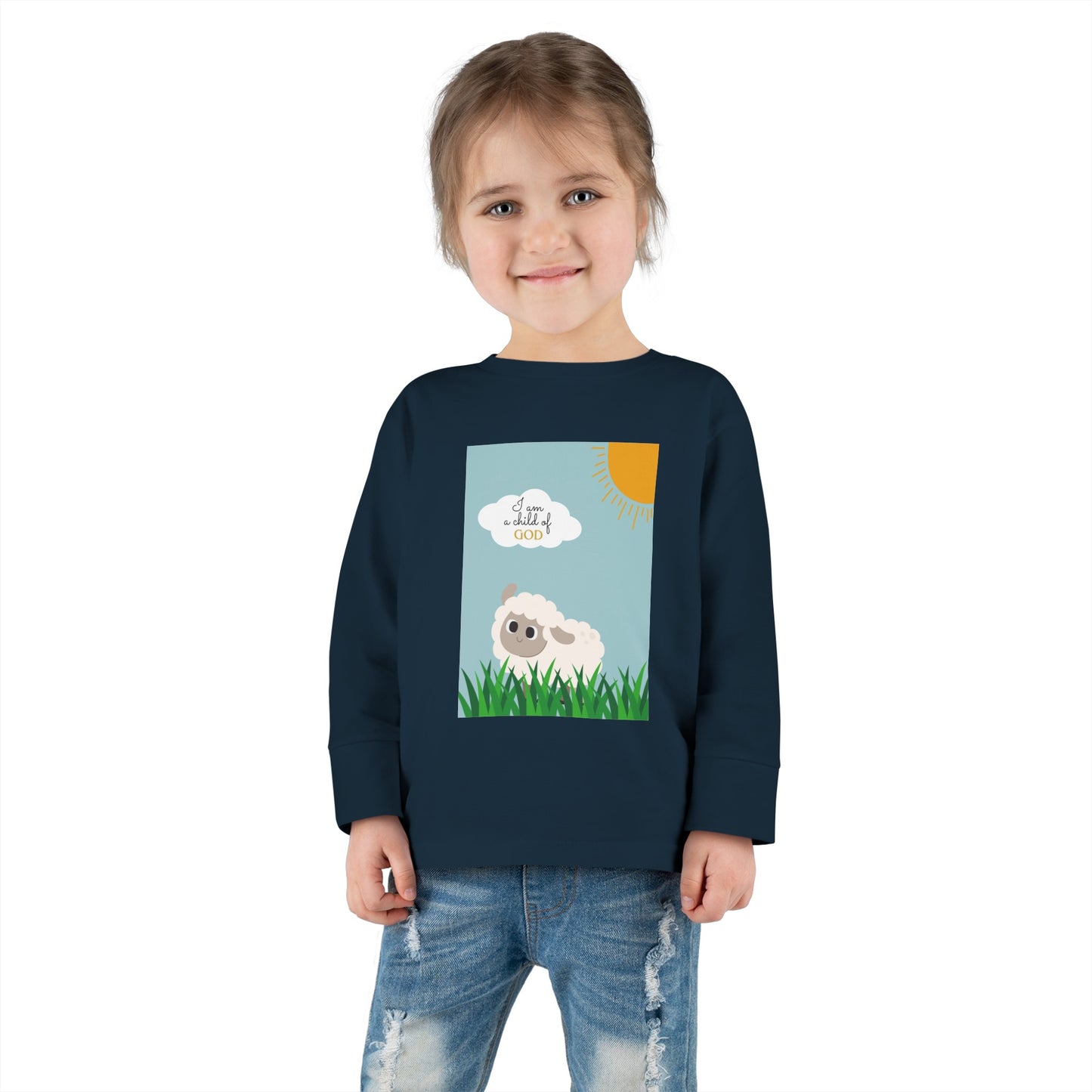 I am a child of God- Toddler Long Sleeve Tee (adorable sheep)
