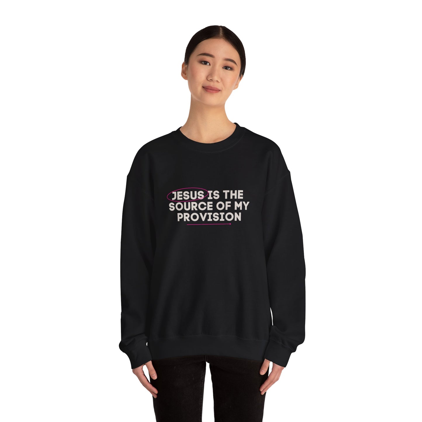 Christian Sweatshirt Jesus is the Source of my Provision Unisex Crewneck
