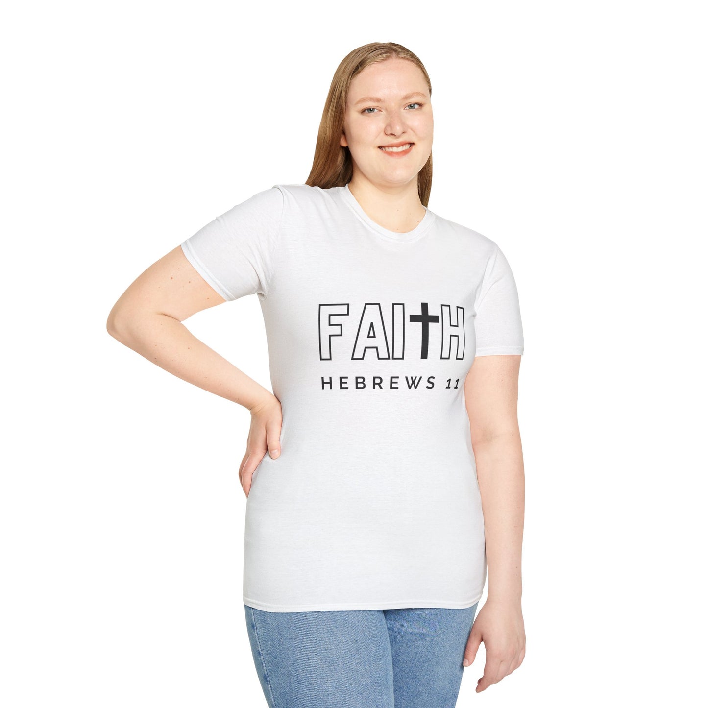 FAITH/HEBREWS 11- Unisex Softstyle T-Shirt (black & white)