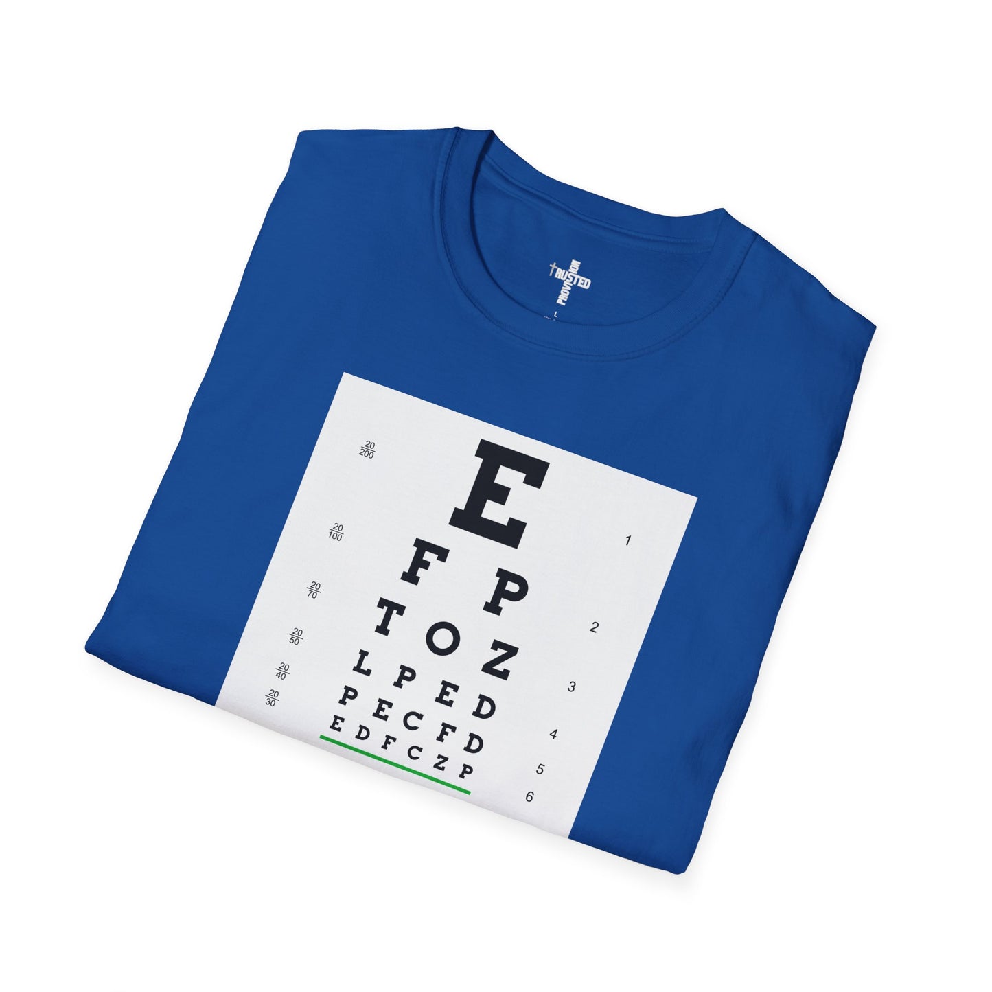 I will walk by FAITH- Unisex Softstyle T-Shirt (eye chart)