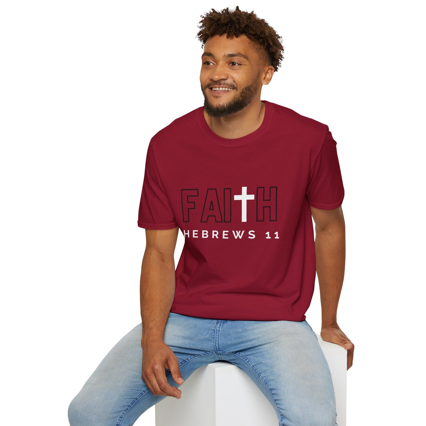 FAITH/HEBREWS 11- Unisex Softstyle T-Shirt (black & white)