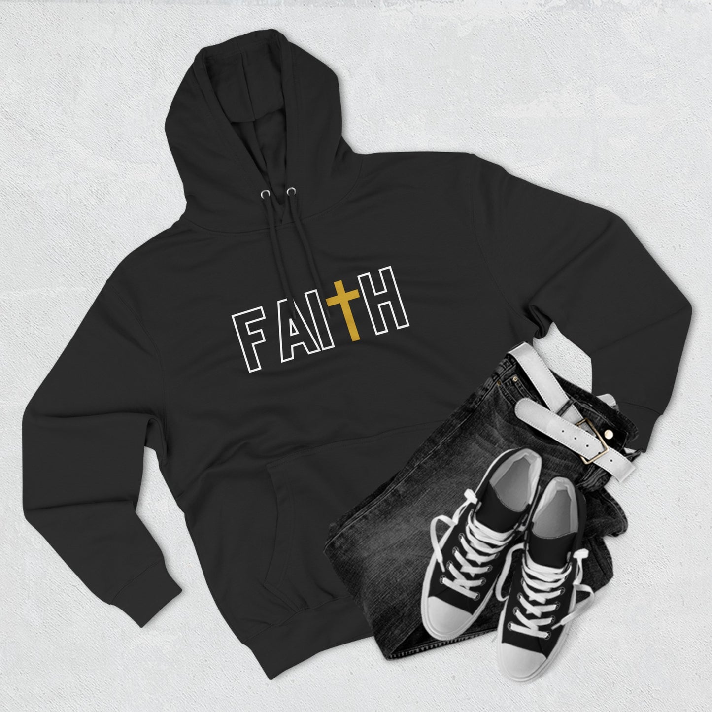 FAITH/Hebrews 11- Unisex Premium Pullover Hoodie (gold)