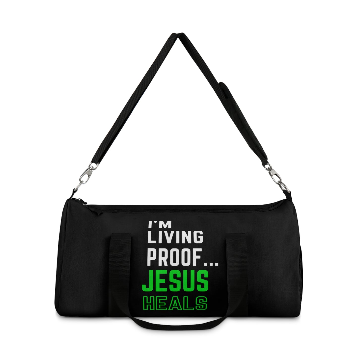 I'm living proof...Jesus Heals - Duffel Bag (black/neon)