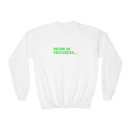 Work in Progress- Youth Crewneck Sweatshirt (neon green)