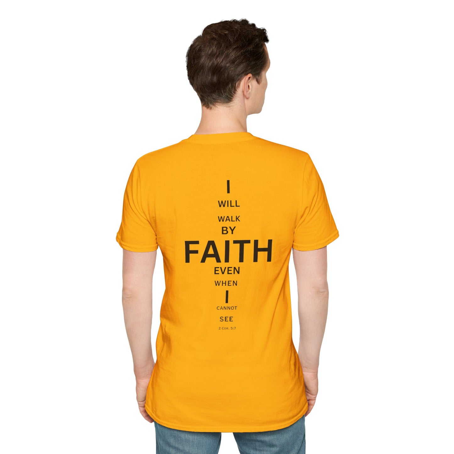 I will walk by FAITH- Unisex Softstyle T-Shirt (eye chart)