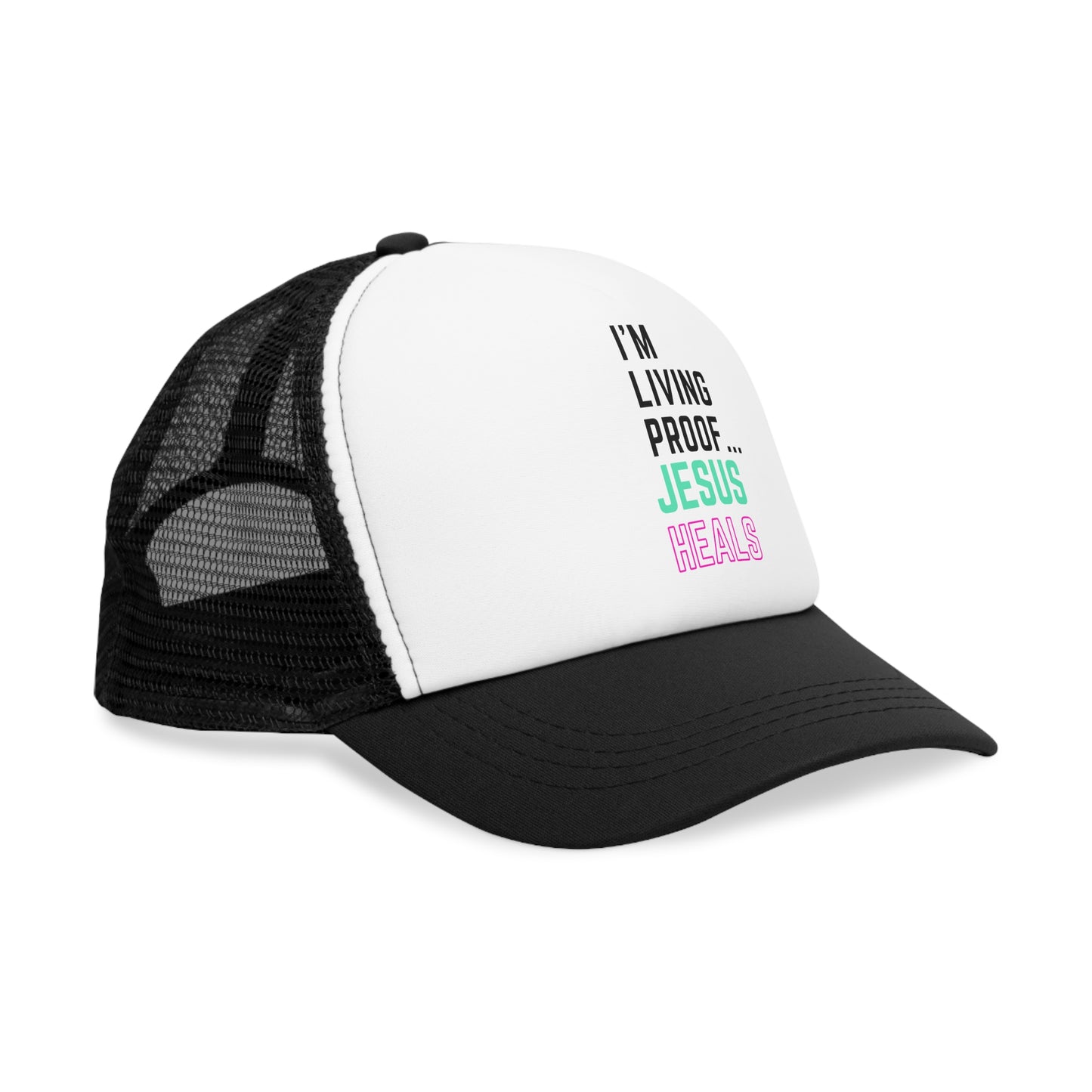 I am living proof...Jesus Heals- Mesh Cap