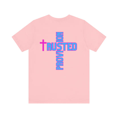 Trusted Provision- Unisex T-shirt (pink/blue logo)