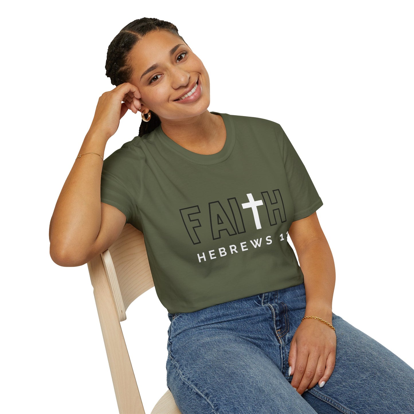 FAITH/HEBREWS 11- Unisex Softstyle T-Shirt (black & white)