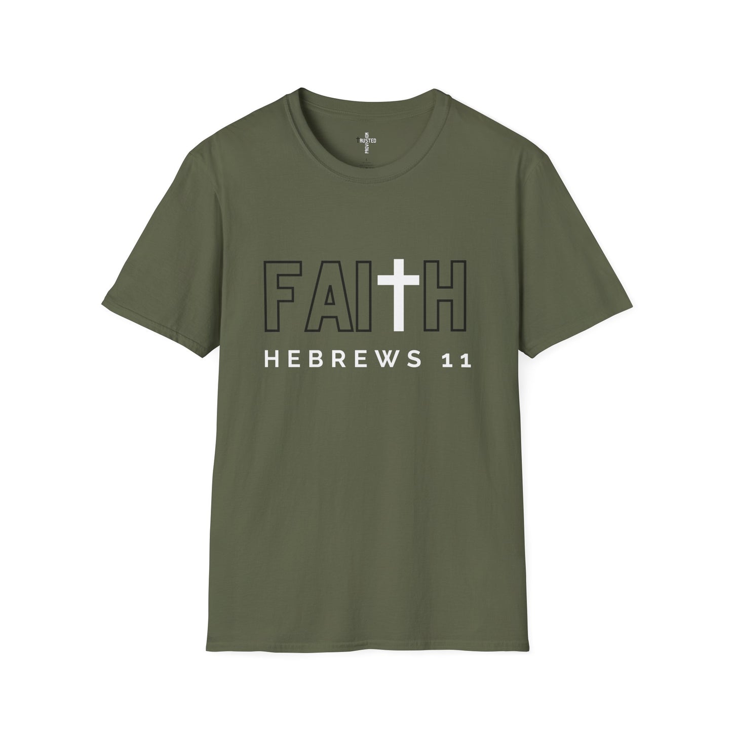 FAITH/HEBREWS 11- Unisex Softstyle T-Shirt (black & white)