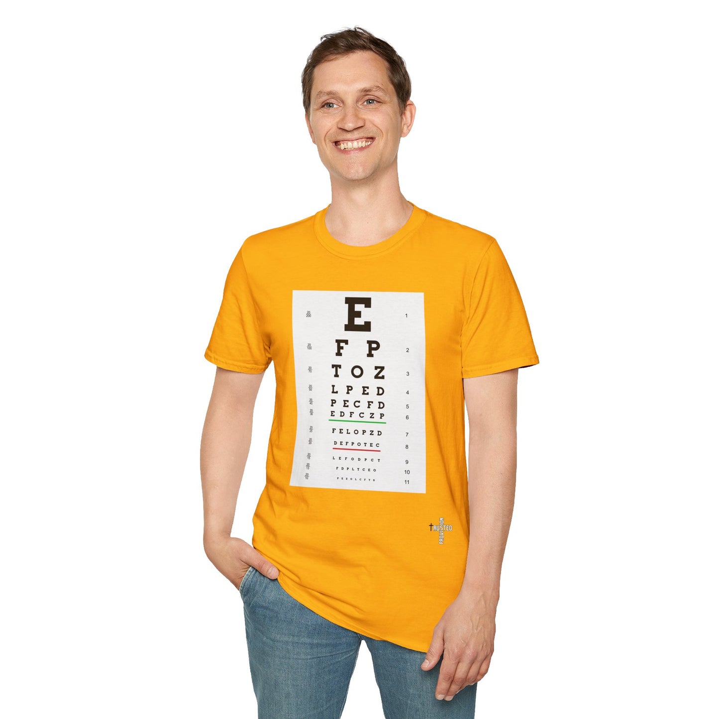 I will walk by FAITH- Unisex Softstyle T-Shirt (eye chart)