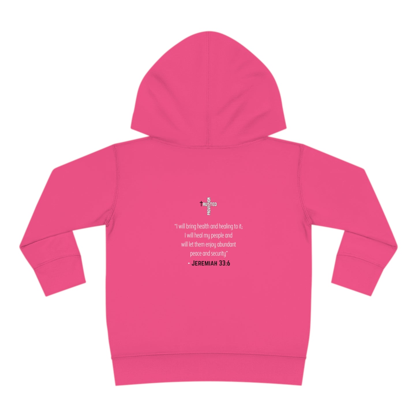 I'm living proof...Jesus Heals- Toddler Pullover Hoodie (pink letters)