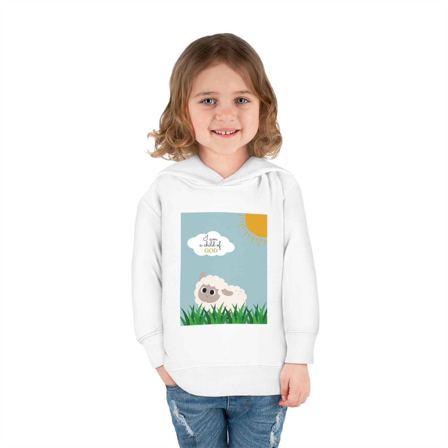 I am a child of God- Toddler Pullover Fleece Hoodie (adorable sheep)