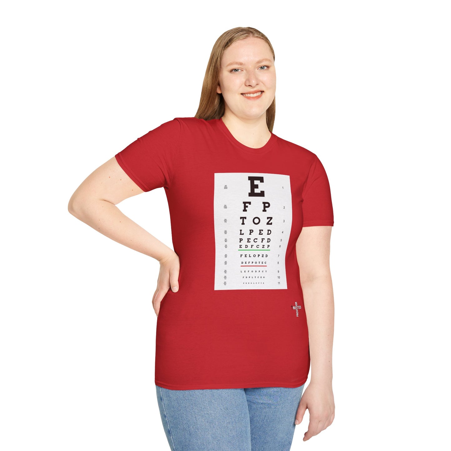 I will walk by FAITH- Unisex Softstyle T-Shirt (eye chart)