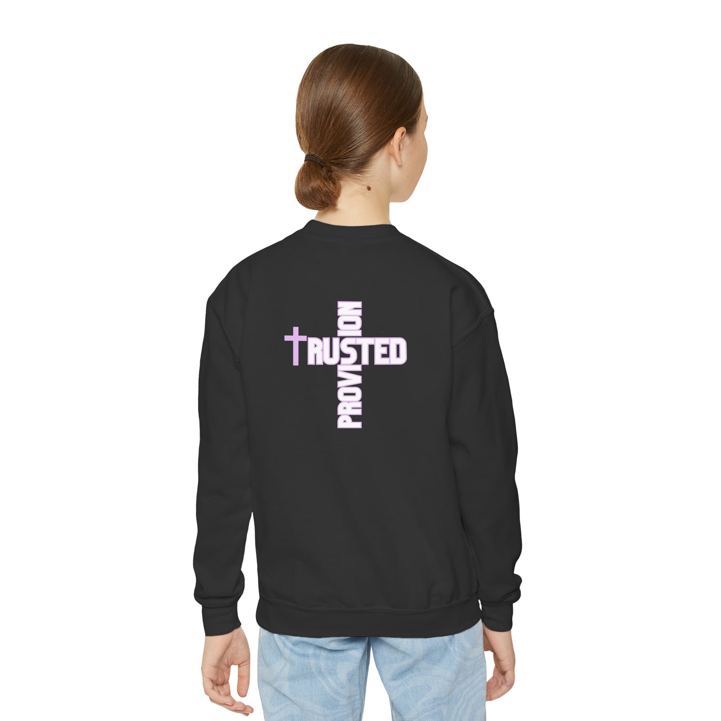 FAITH/Hebrews 11- Youth Crewneck Sweatshirt (lilac letters)