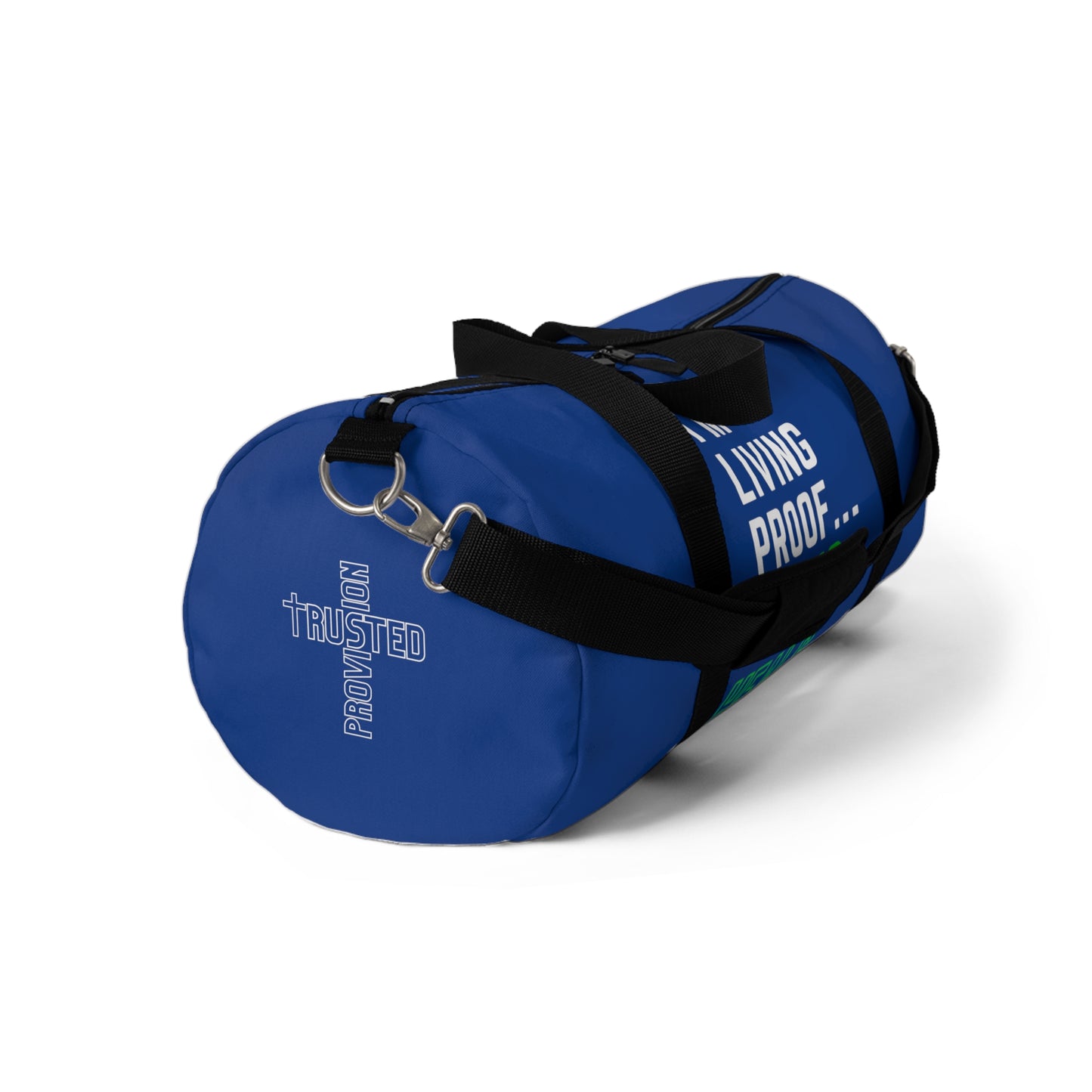 I'm living proof...Jesus Heals - Duffel Bag (dark blue/neon)