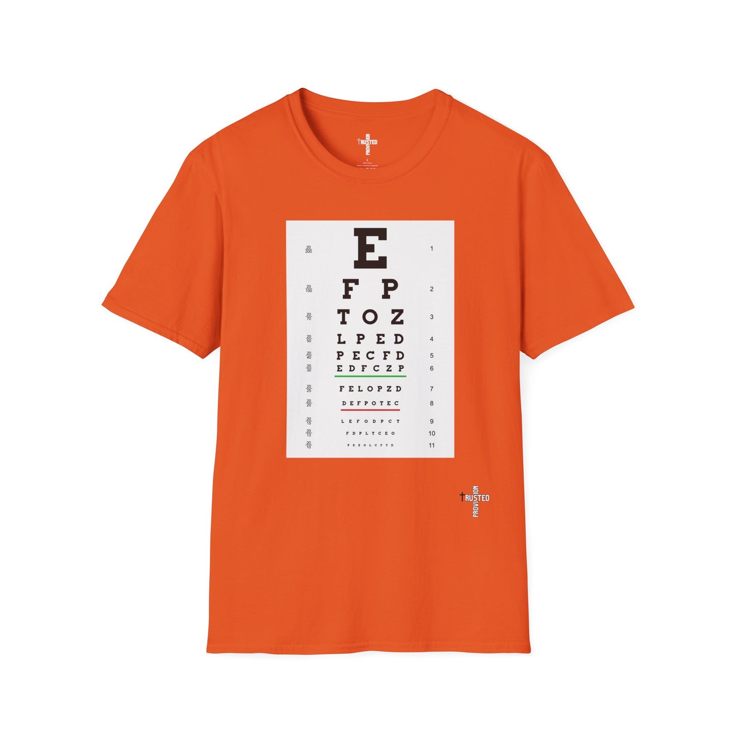 I will walk by FAITH- Unisex Softstyle T-Shirt (eye chart)