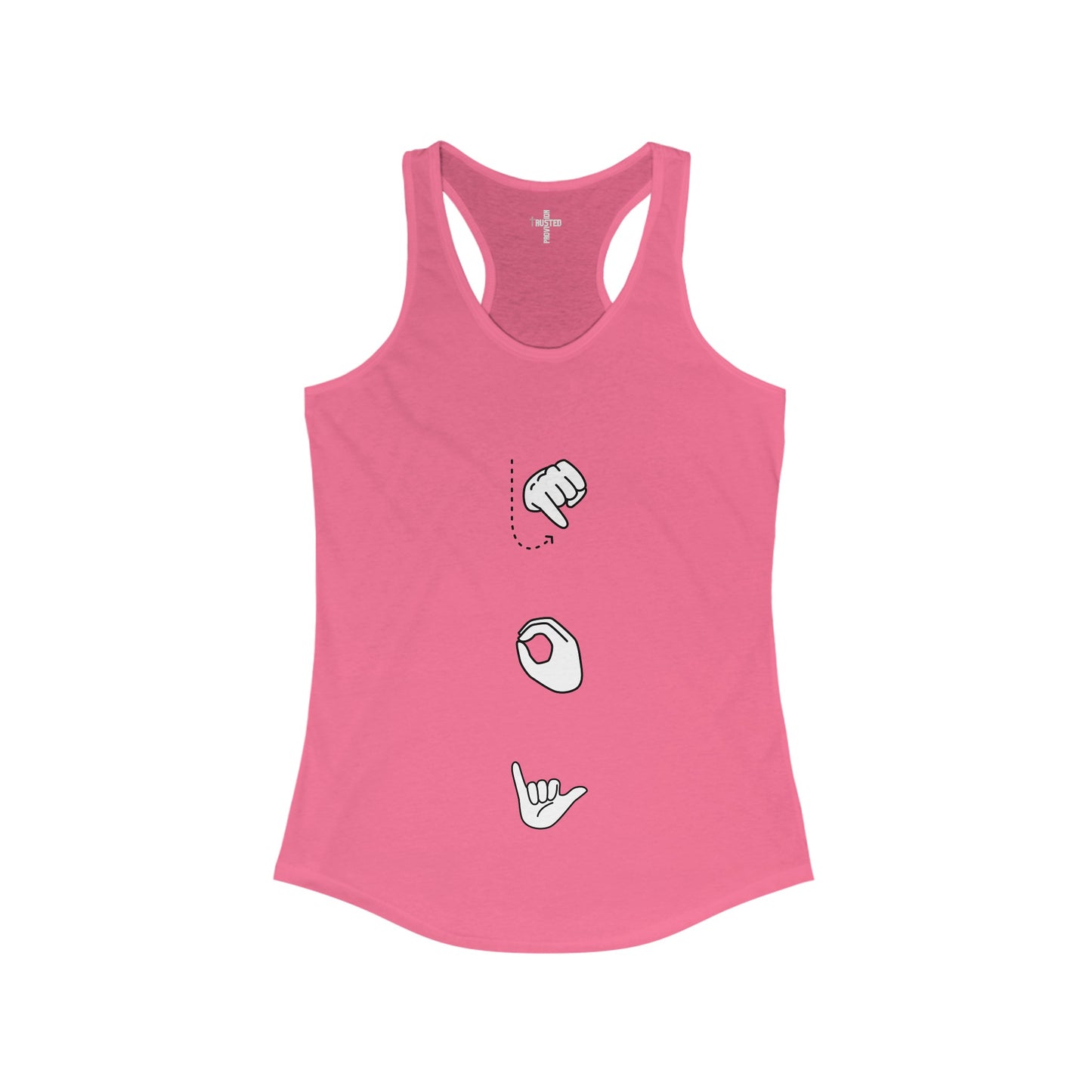 Joy- Women's Ideal Racerback Tank (sign language)