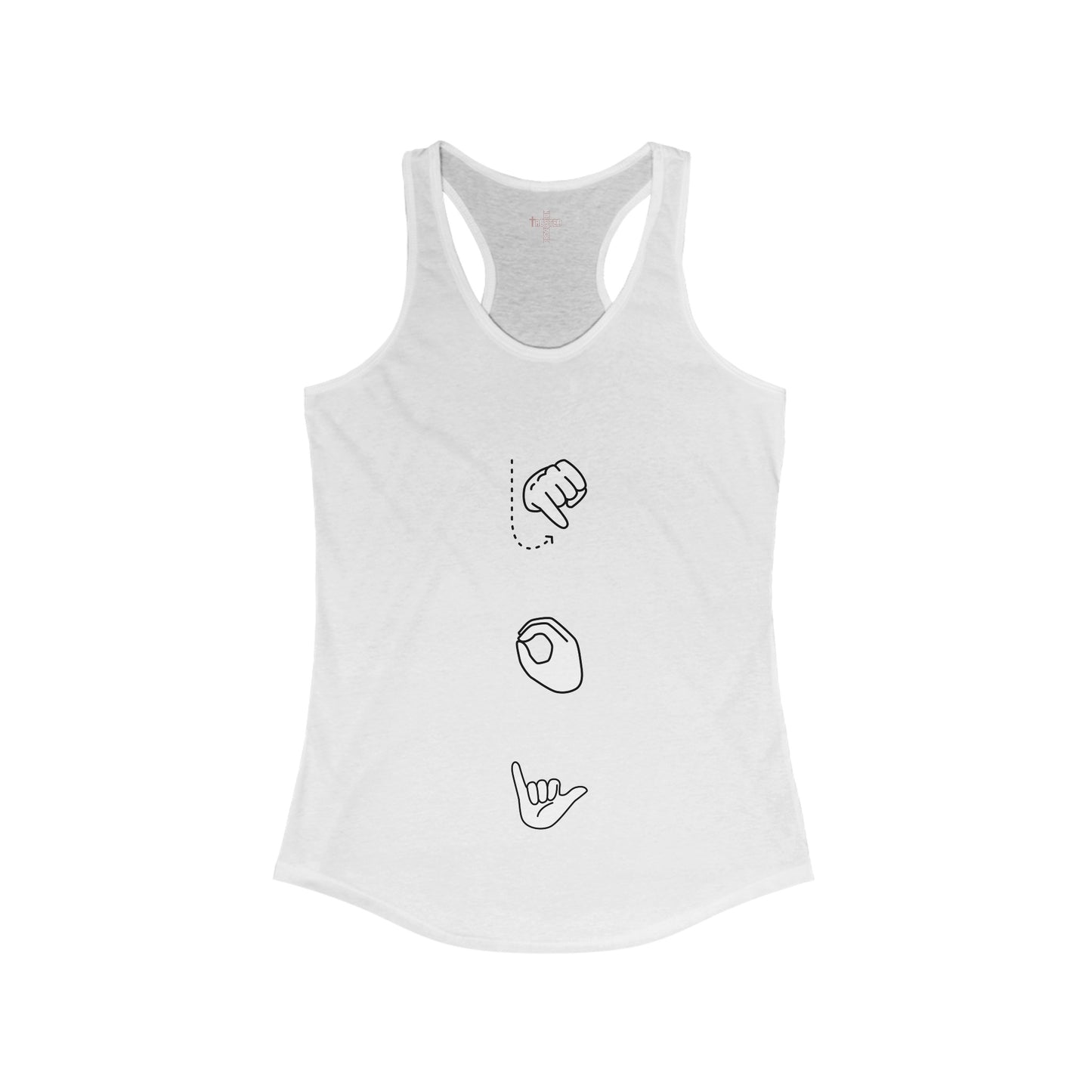 Joy- Women's Ideal Racerback Tank (sign language)