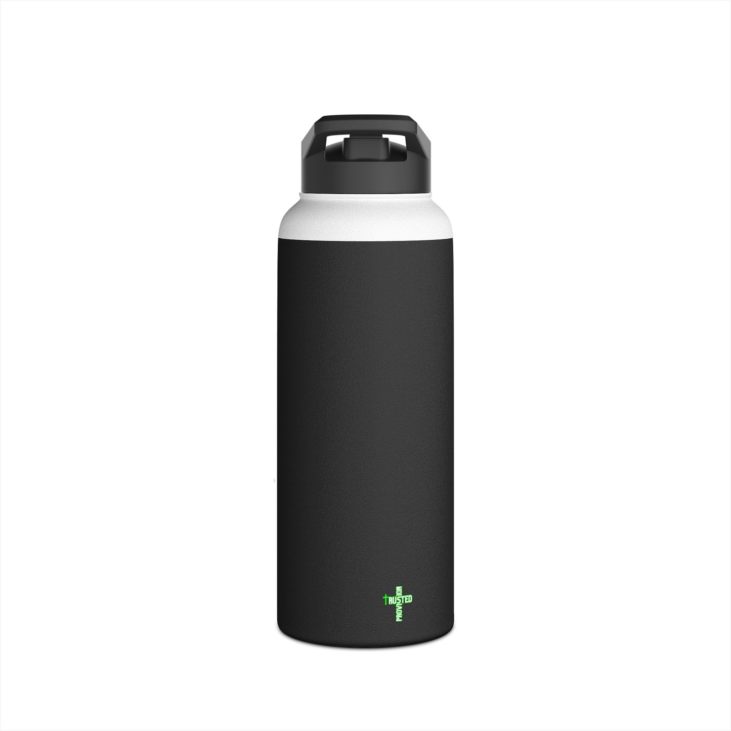 I'm living proof...Jesus Heals-  32 oz Stainless Steel Bottle (black & green)