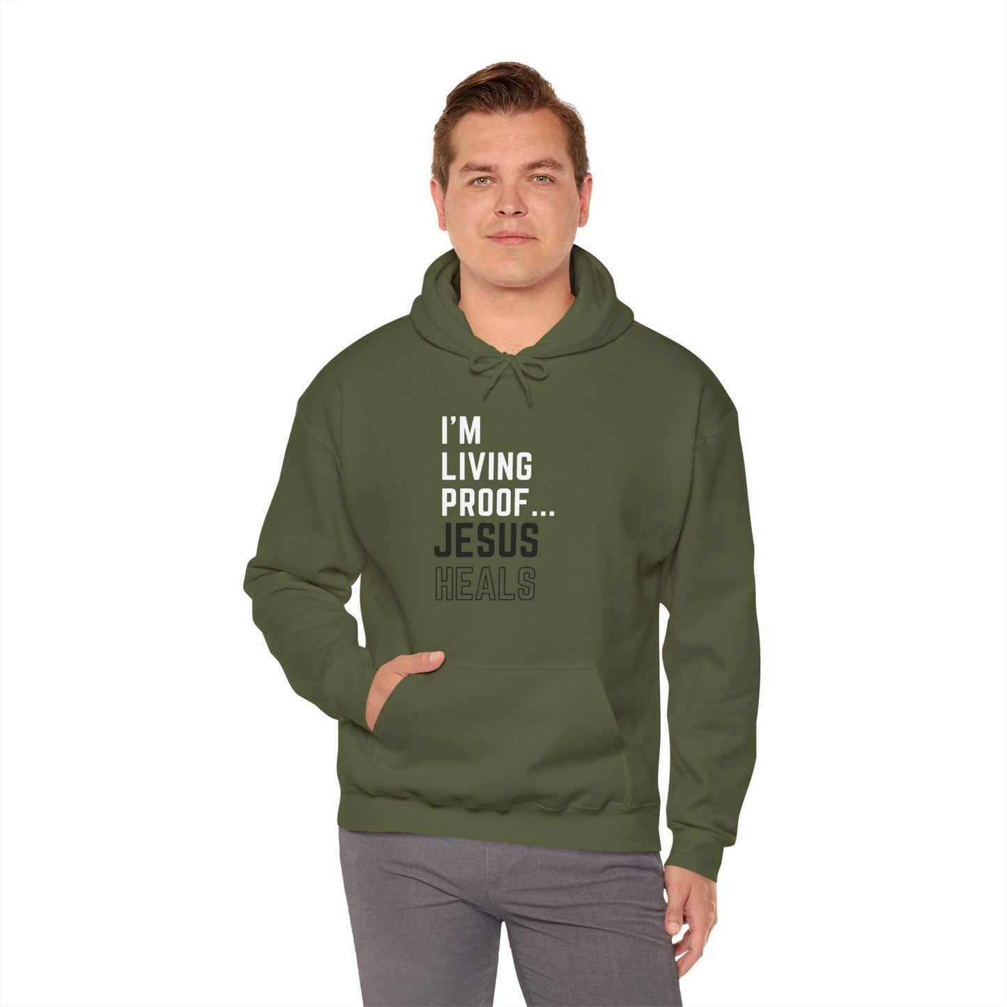 I am living proof...Jesus Heals- Unisex Hoodie