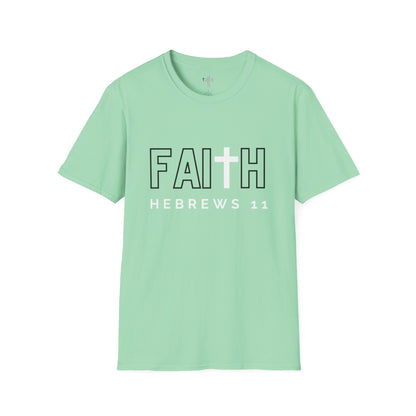 FAITH/HEBREWS 11- Unisex Softstyle T-Shirt (black & white)