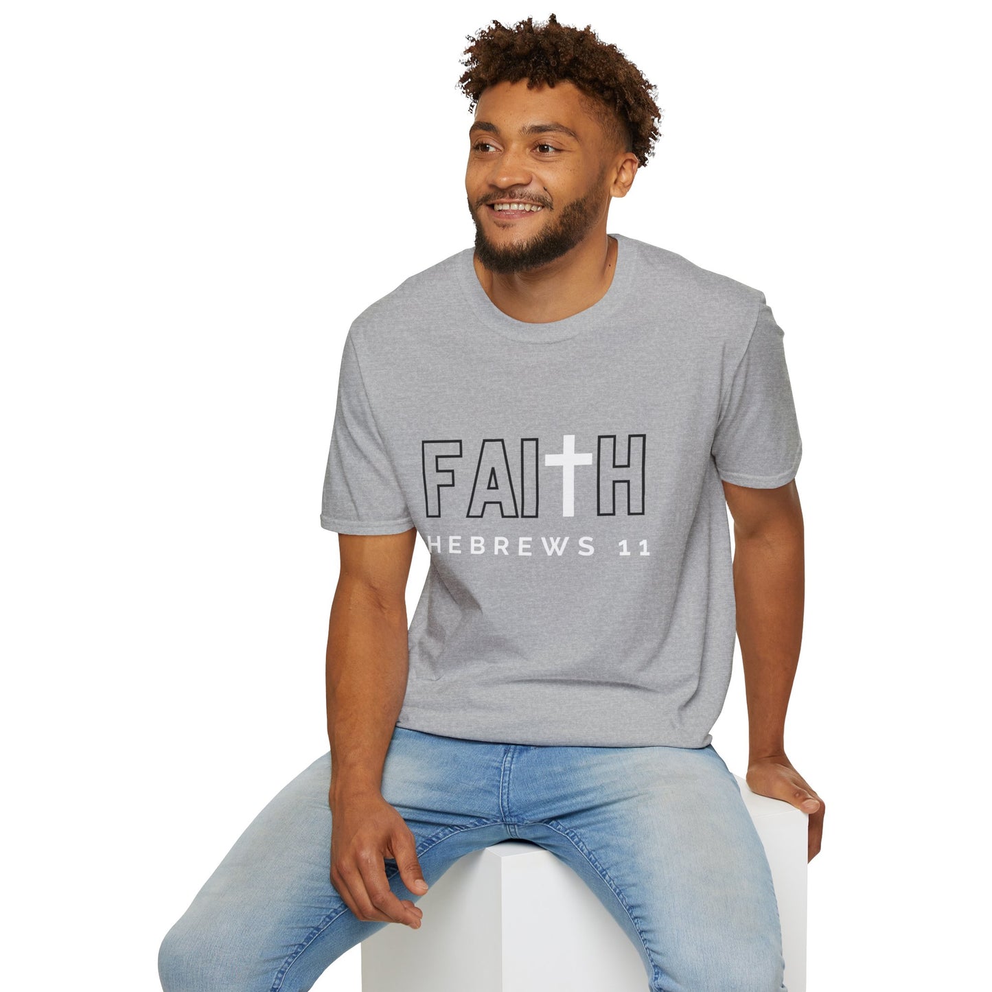 FAITH/HEBREWS 11- Unisex Softstyle T-Shirt (black & white)