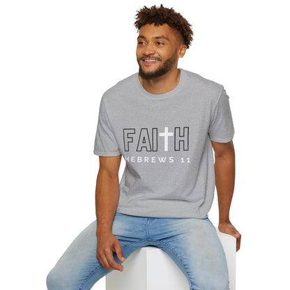FAITH/HEBREWS 11- Unisex Softstyle T-Shirt (black & white)