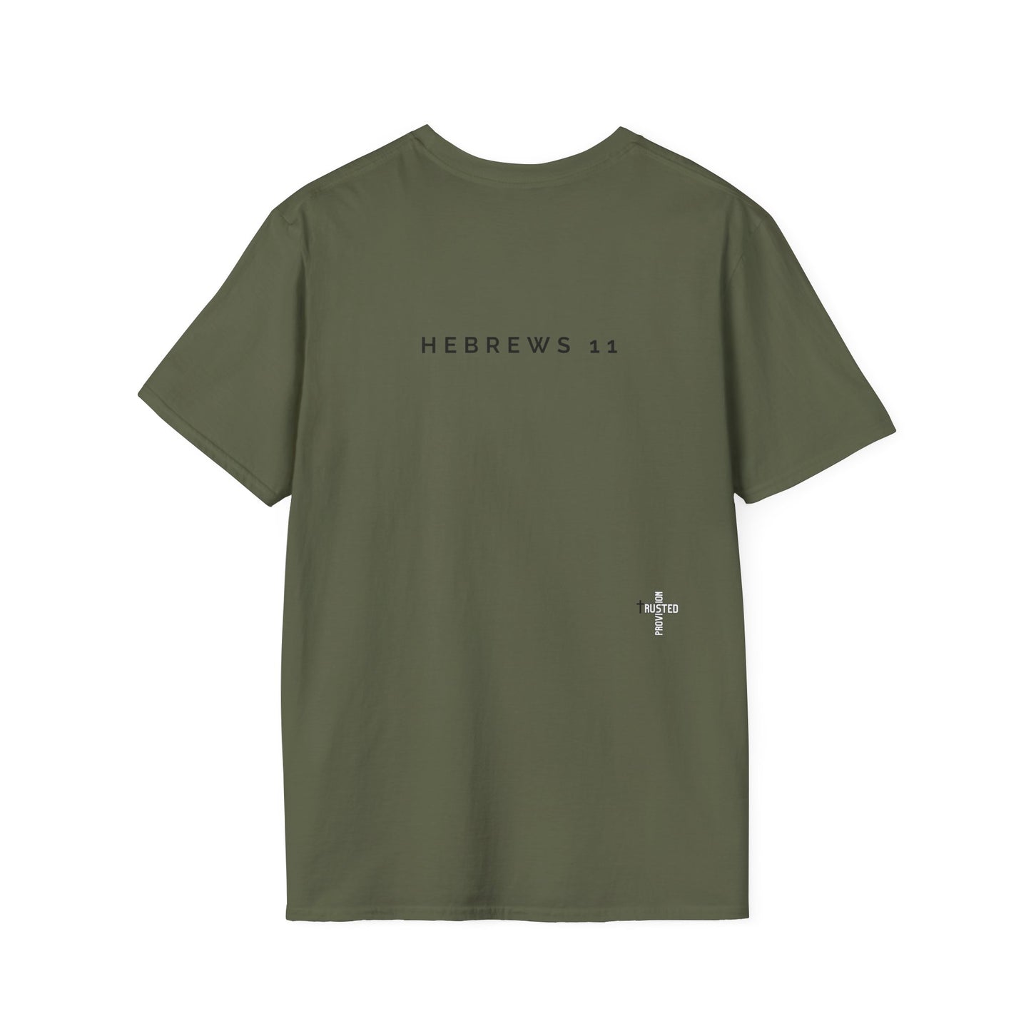 FAITH/HEBREWS 11- Unisex Softstyle T-Shirt (black & white)