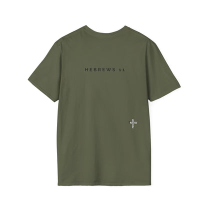 FAITH/HEBREWS 11- Unisex Softstyle T-Shirt (black & white)