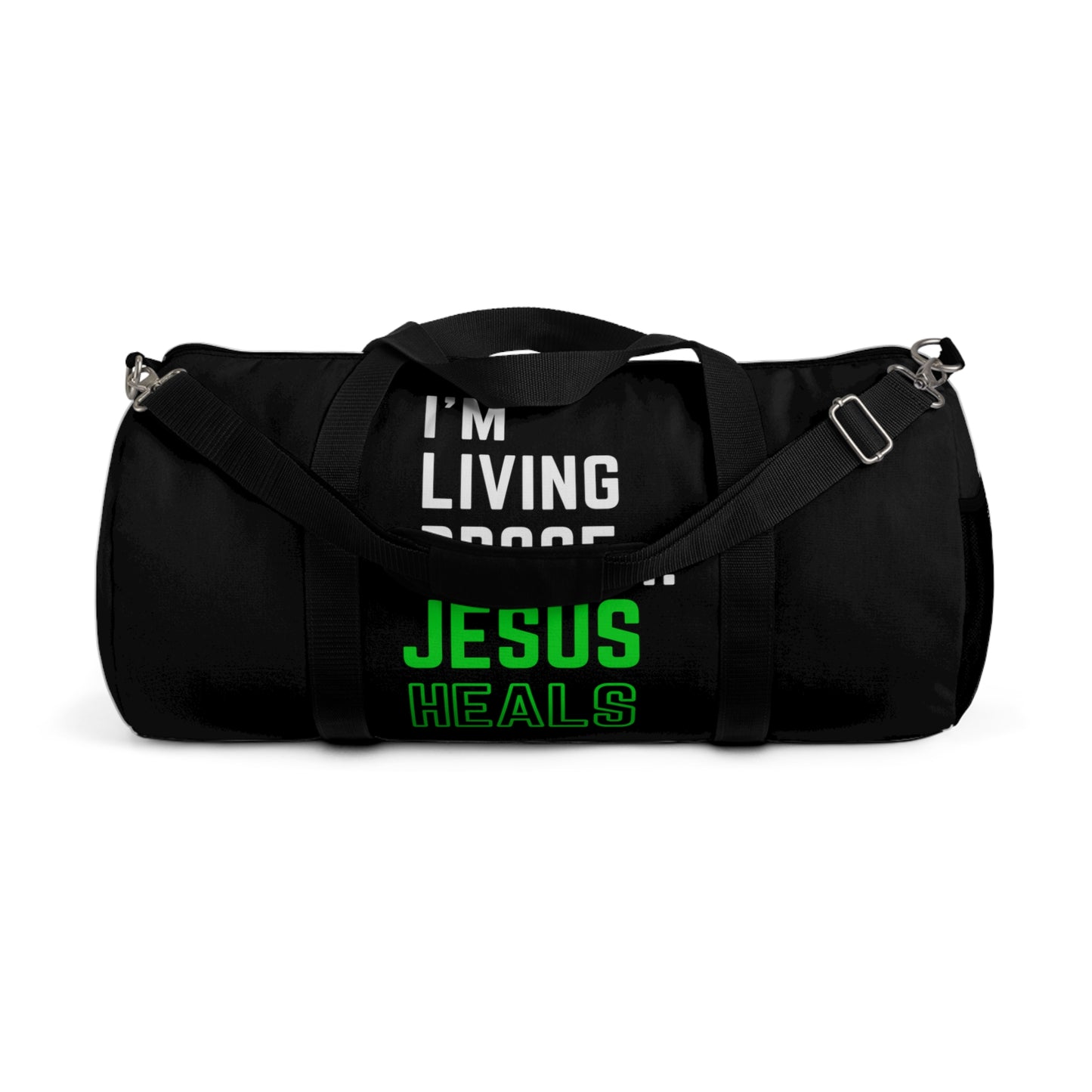 I'm living proof...Jesus Heals - Duffel Bag (black/neon)