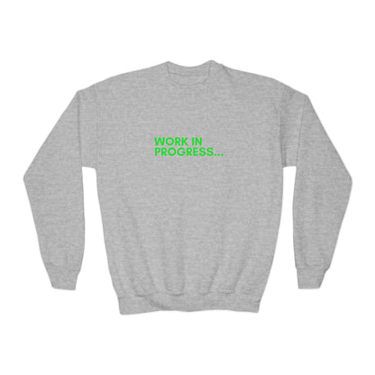 Work in Progress- Youth Crewneck Sweatshirt (neon green)