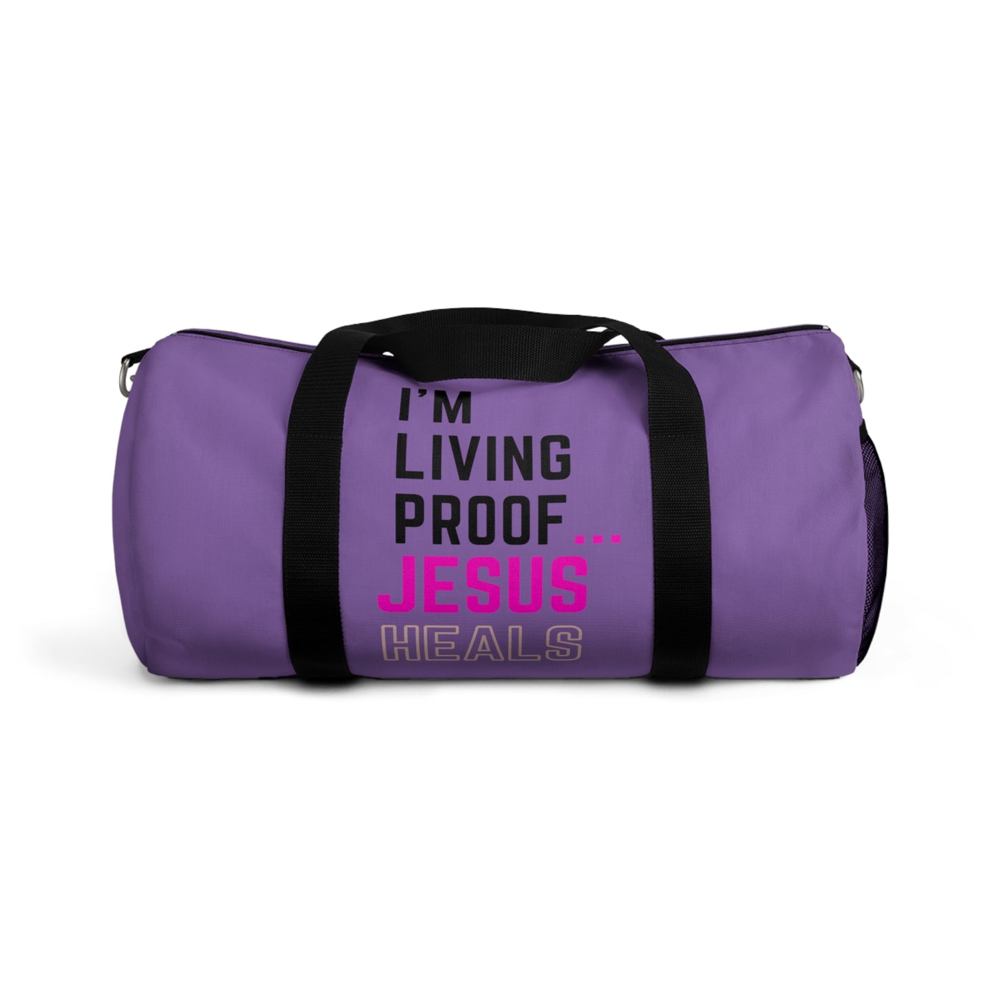 I'm living proof...Jesus Heals - Duffel Bag (purple)