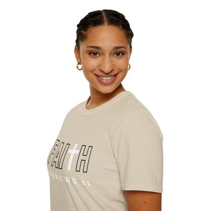 FAITH/HEBREWS 11- Unisex Softstyle T-Shirt (black & white)
