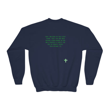 Work in Progress- Youth Crewneck Sweatshirt (neon green)