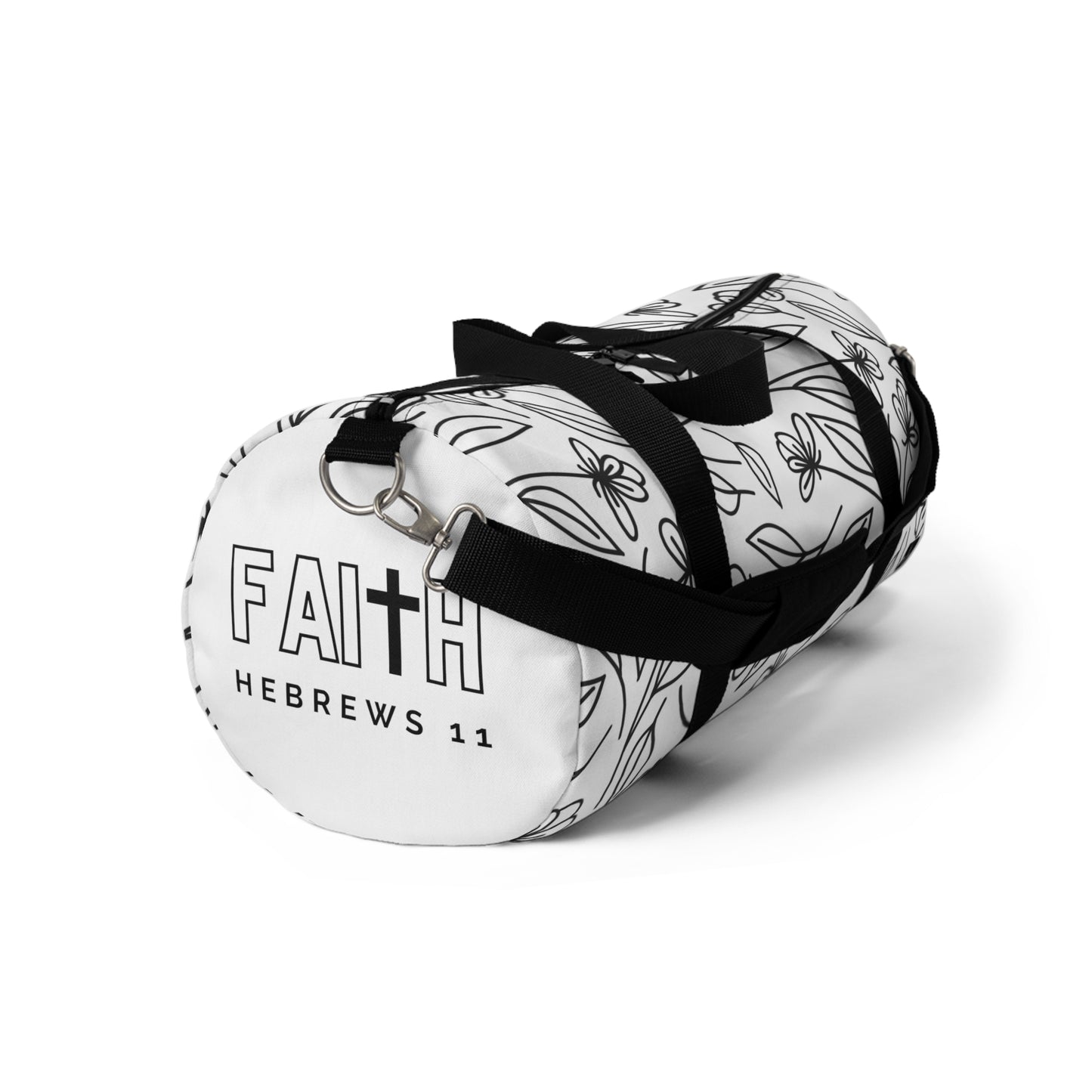 FAITH/Hebrews 11- Duffel Bag (black flowers)