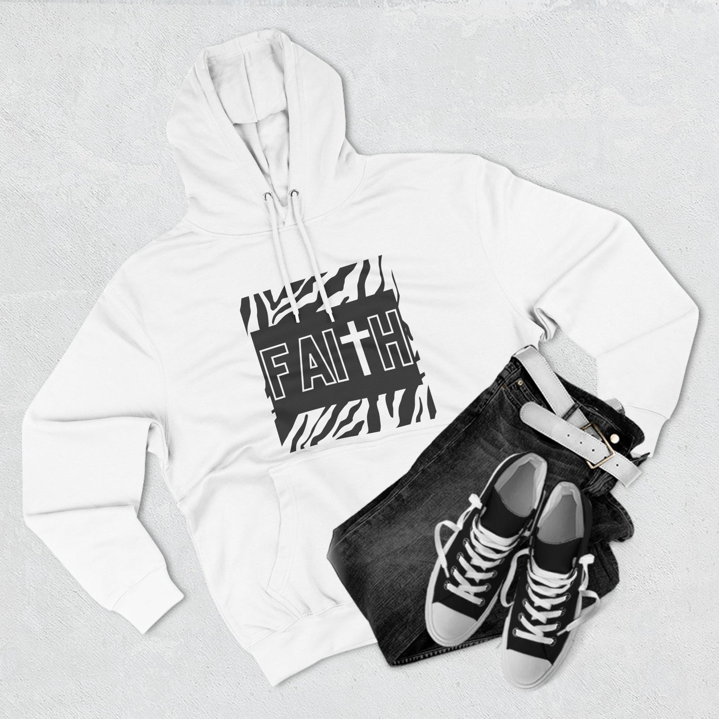 FAITH/Hebrews 11- Unisex Premium Pullover Hoodie (zebra)