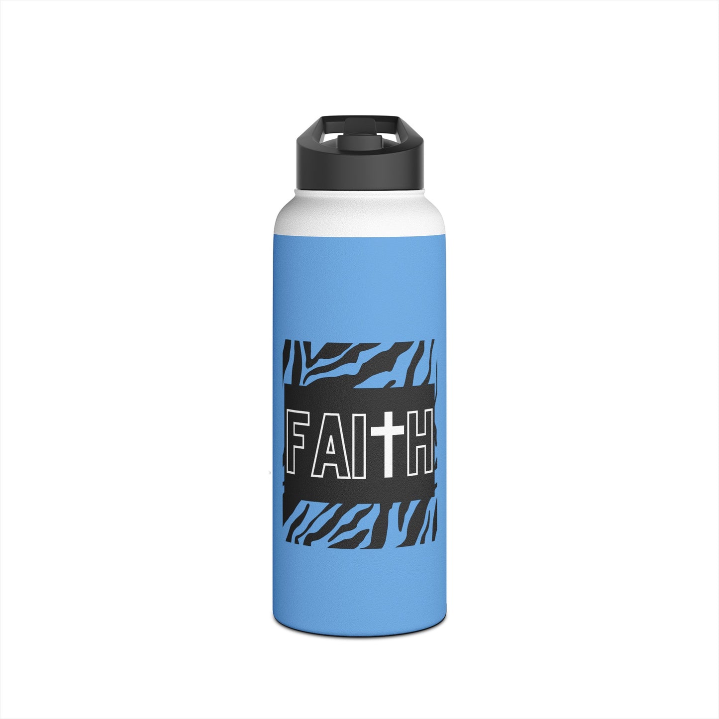 FAITH/Hebrews 11- Stainless Steel Bottle (baby blue/zebra)