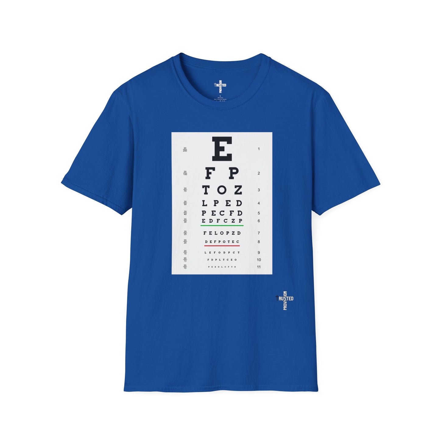 I will walk by FAITH- Unisex Softstyle T-Shirt (eye chart)